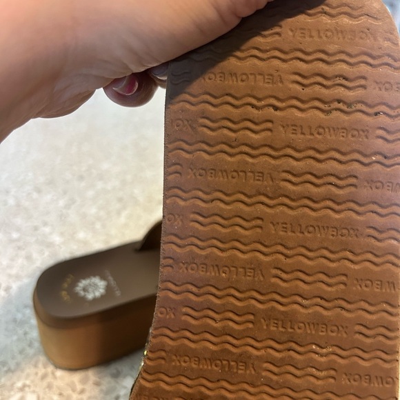 Yellow box Flatform Sandal Brown Bejeweled size 8 Leather upper - Picture 4 of 11